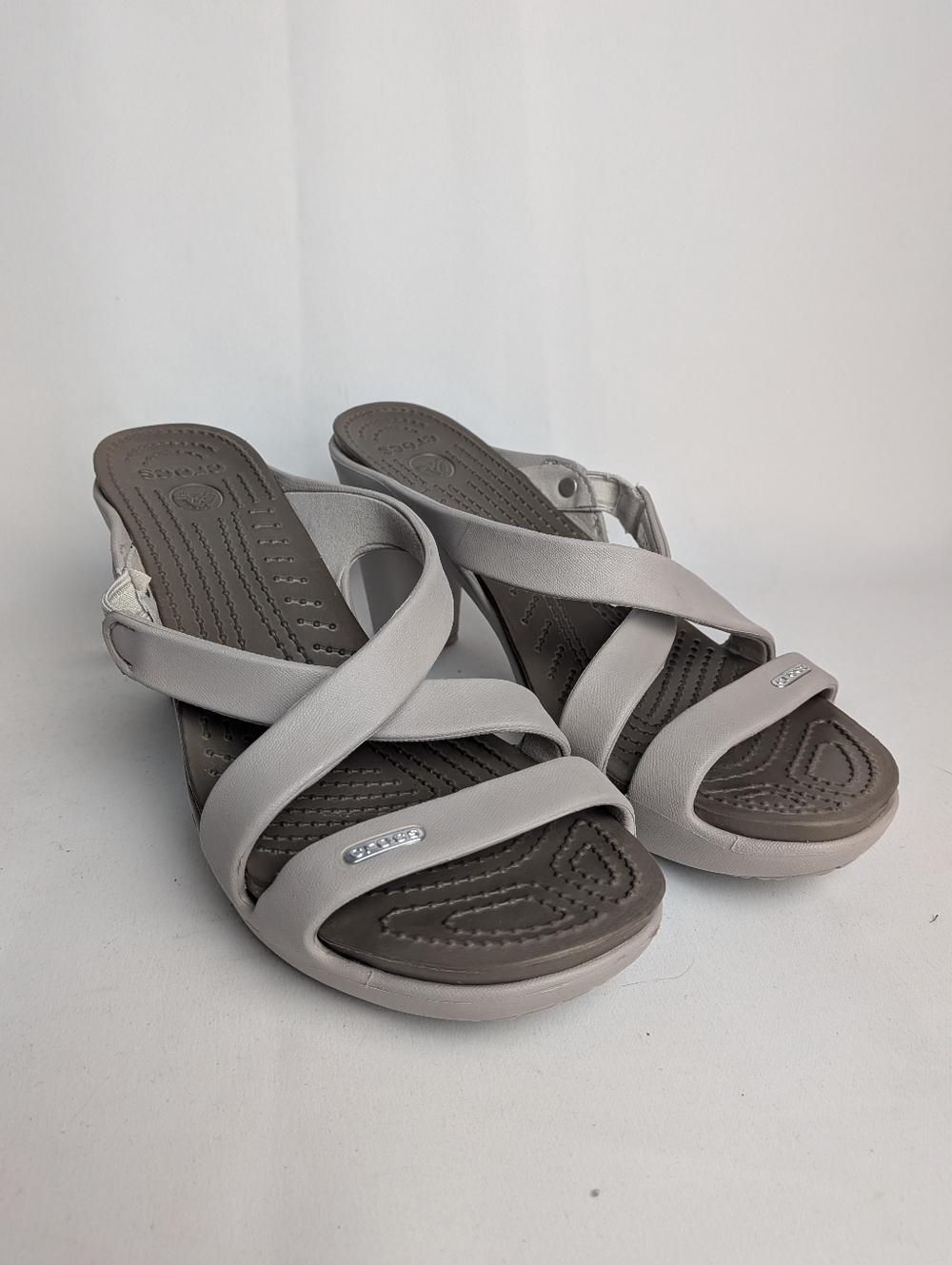 CROCS CYPRUS Women Heel Clog Gray Beige Color Size 9 Rubber Waterproof